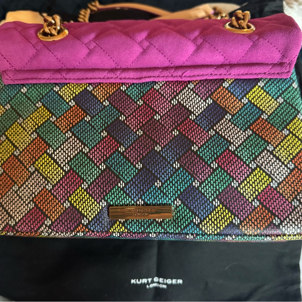 New With Tags KURT GEIGER KENSINGTON LARGE SUEDE BAG w FRINGE + Dust Bag $368 - Picture 7 of 9